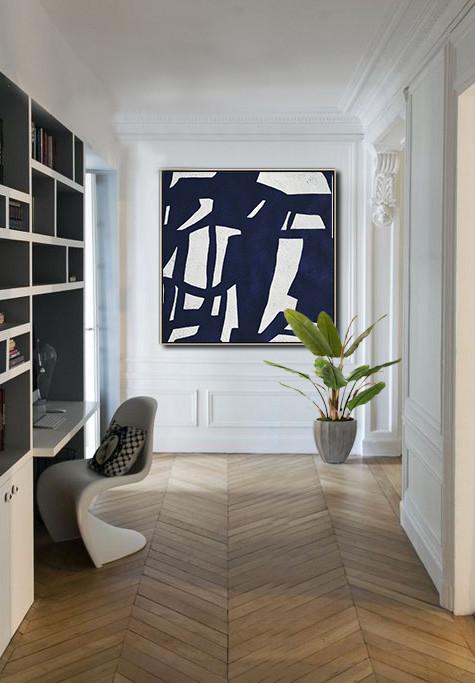 Navy Blue Minimalist Painting #NV296A - Click Image to Close